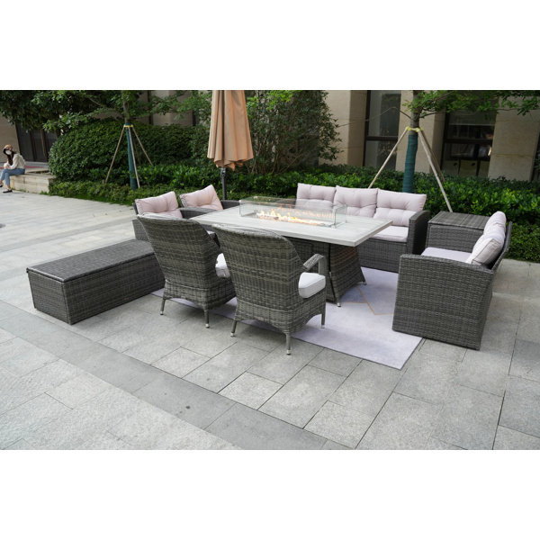 Lark Manor Xanthus Wicker/Rattan 9 Person Seating Group With Cushions